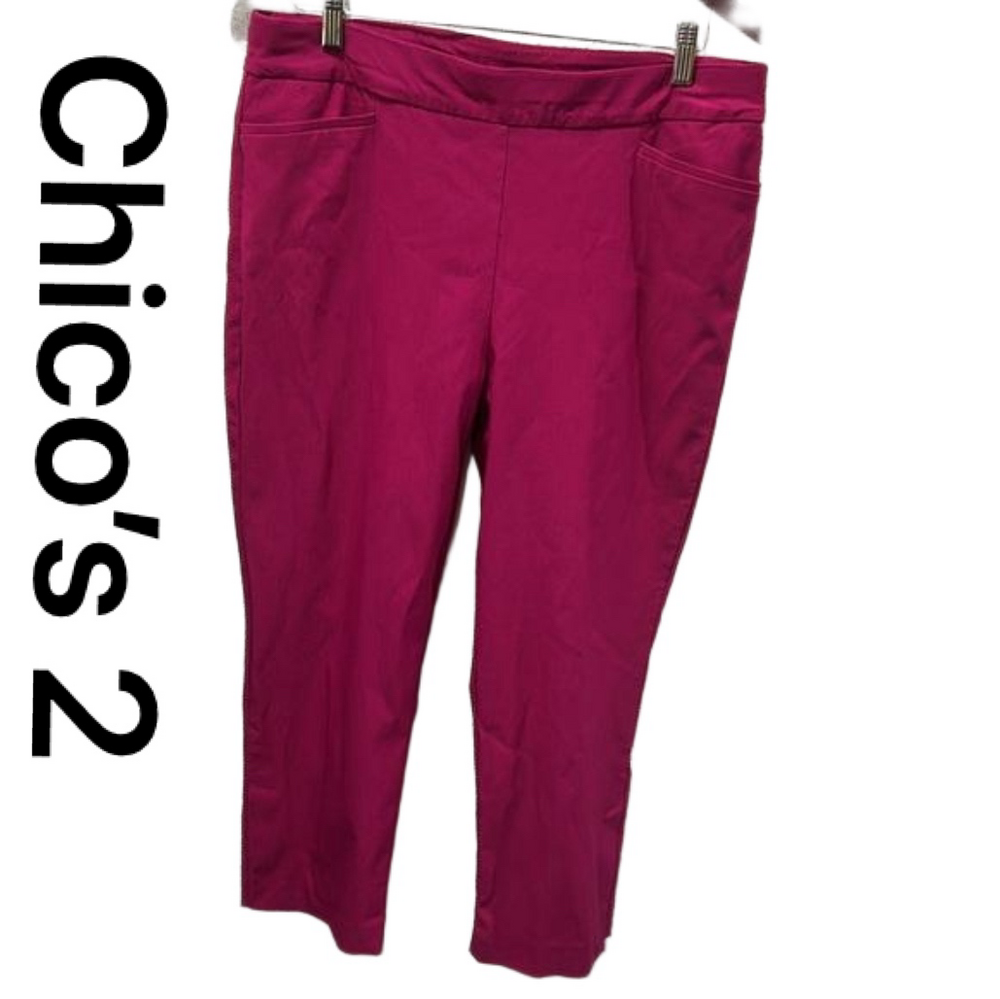 CHICOS dark fuchsia bottoms size 2 GUC